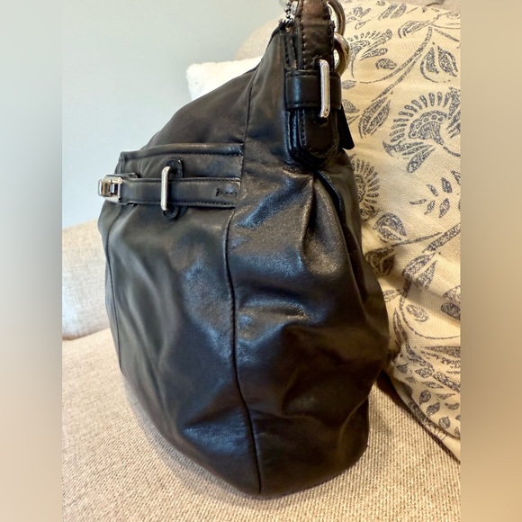 Y2K Coach Ashlyn Chelsea Hobo Bag Black/Metallic Leather Silver Turnlock - Picture 2 of 11